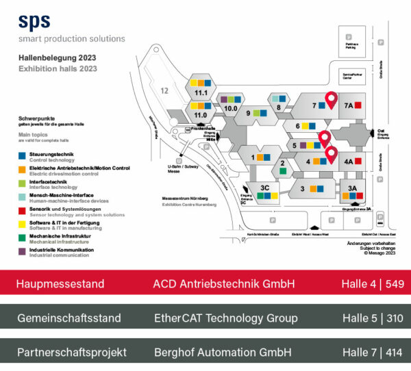 acd antriebstechnik news SPS 2023 gelaendeplan halle4