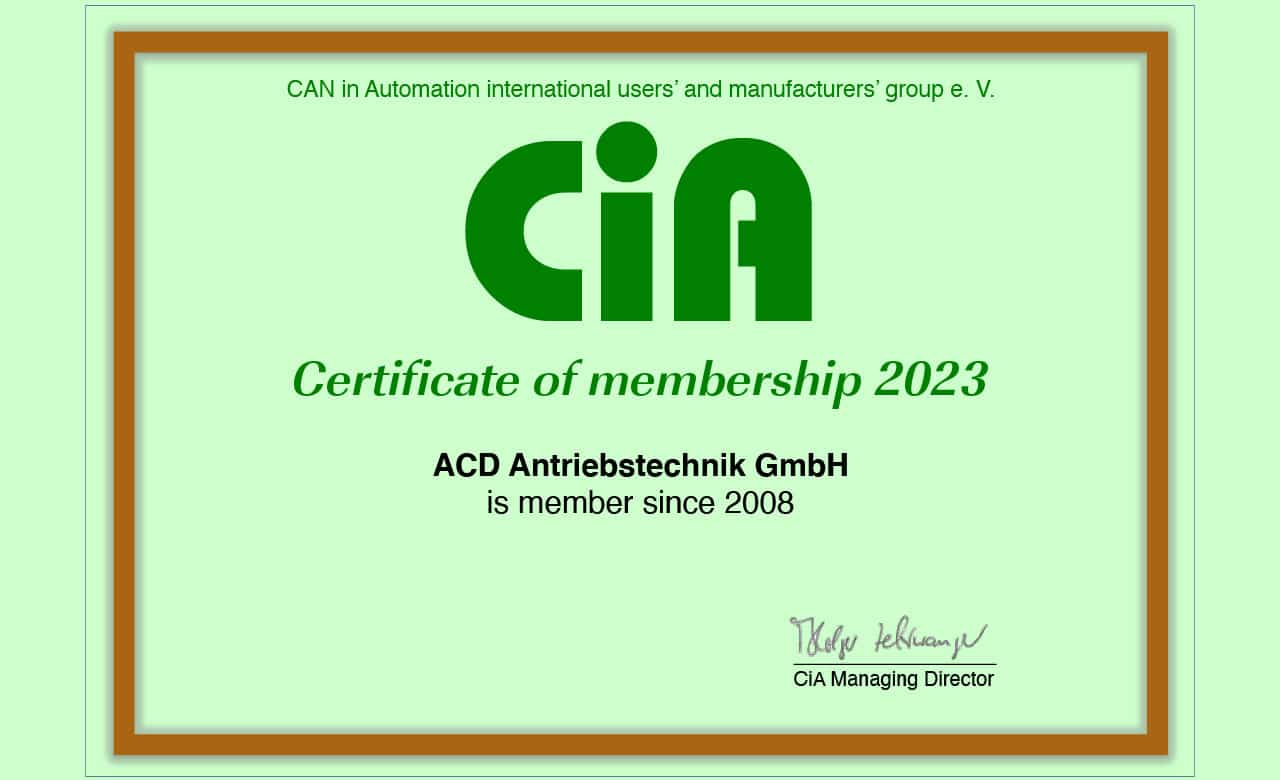 download acd antriebstechnk CiA zertifikat 2023