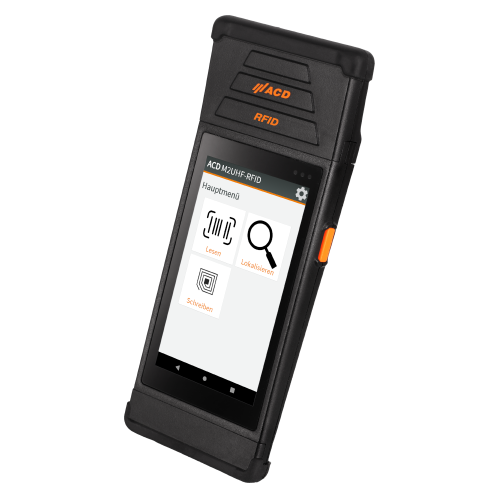 Mobiler Handheld Computer M2SmartSE mit UHF-RFID freigestellt