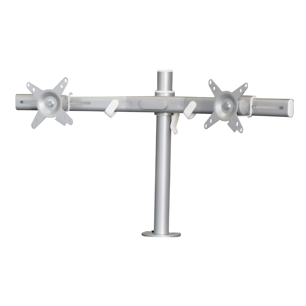 Dual-Monitorhalter horizontal VESA 75/100 (Säule) aus Stahl mit einem Gelenk und Klemmverschluss zur Höhenverstellung zur horizontalen Aufnahme von zwei Monitoren für MAX BE