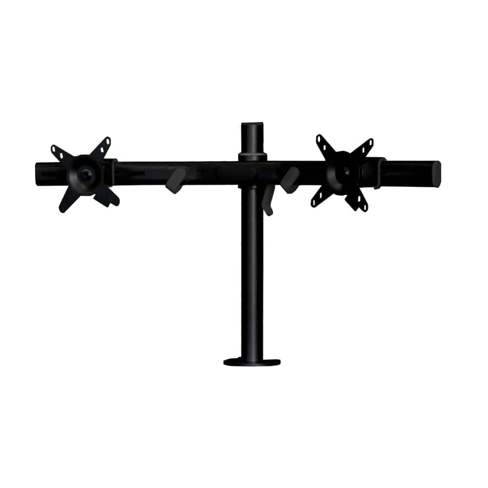 Dual monitor holder horizontal VESA 75/100 (column) made of steel with one joint and clamp lock for height adjustment for horizontal mounting of two monitors for MAX BE