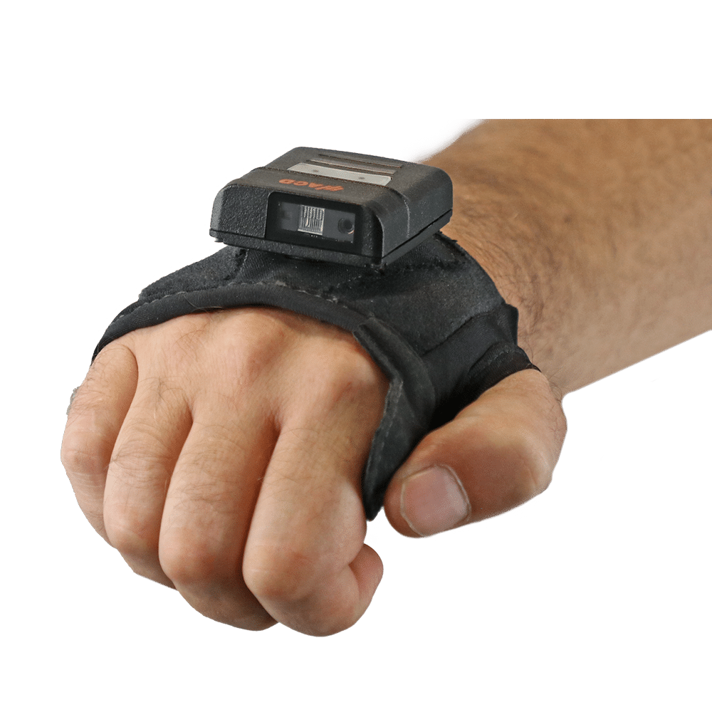 ergonomic backhand scanner HasciSE AR with advanced range imager mounted on hand cuff