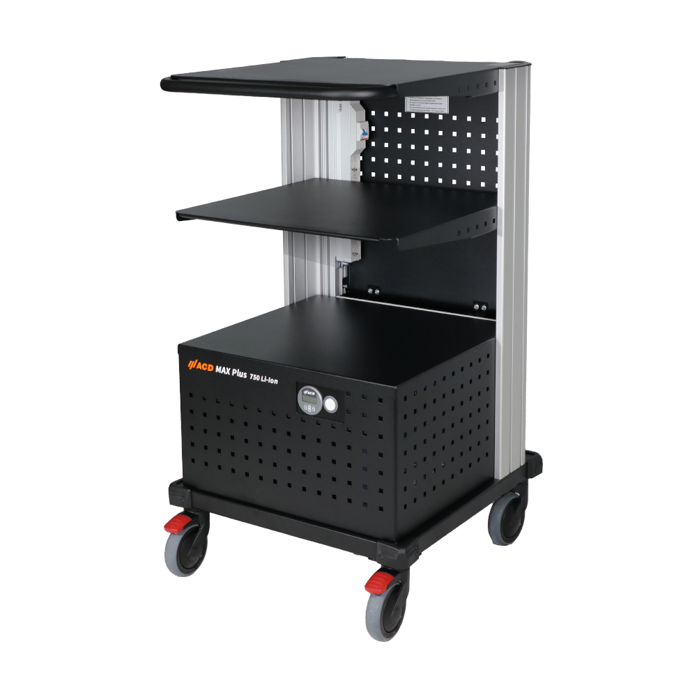 MAX Plus mobile workstation with extra-large work surface for all IT equipment.